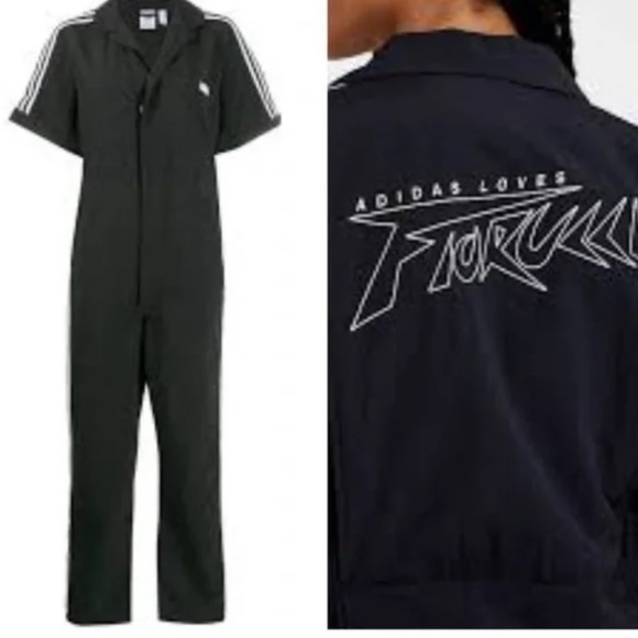 Adidas x Fiorucci Women's Black Short-Sleeve Track Jumpsuit - Picture 5 of 6